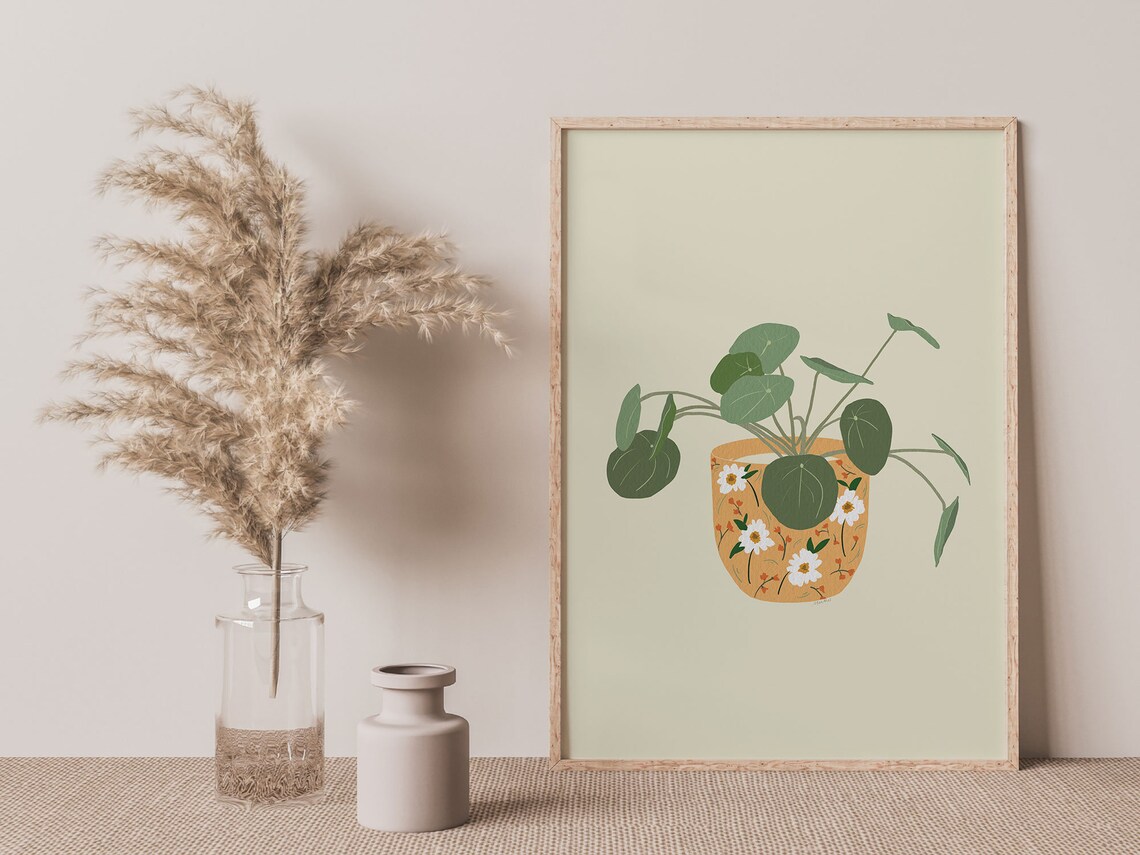House Plants Pilea Plant Art Print, Boho Botanicals - Image 4