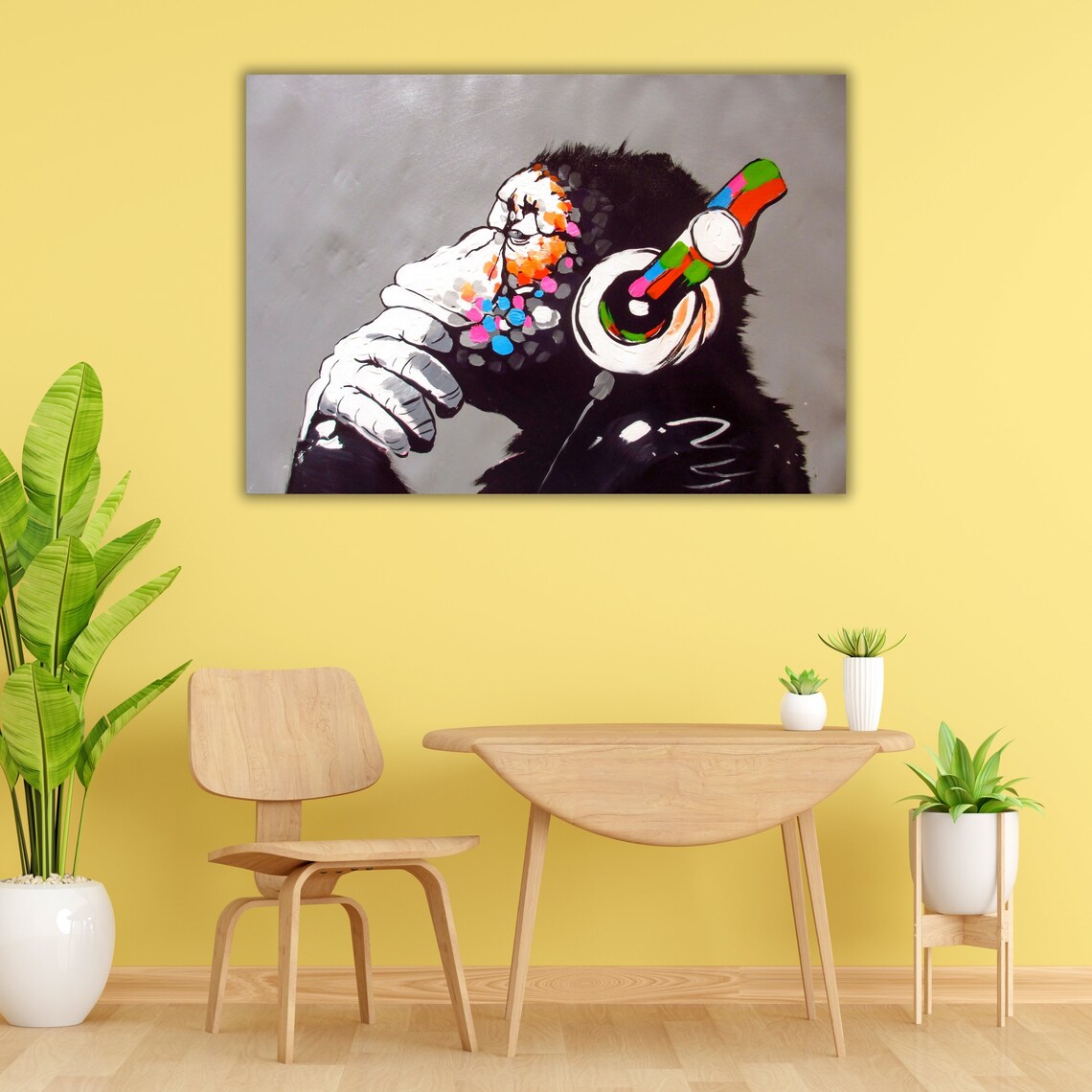 Monkey With Headphones Graffiti Style Street Art Painting Funny Wall Art - Image 4