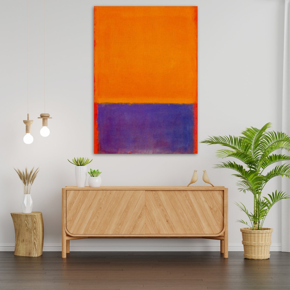 Orange Purple Color Field Abstract Warm Violet Glow Wall Art - Image 2