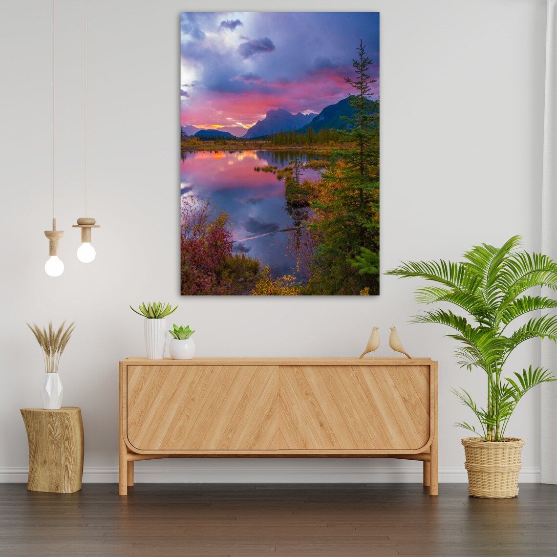 Mountain Lake Pink Purple Sunset Sky Mirror Reflection Travel Poster - Image 4
