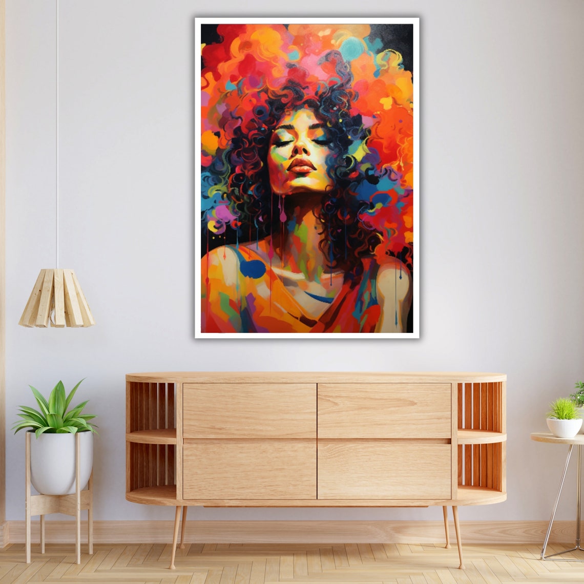 Colorfull Sexy African Woman Wall Art Female Figure Ready To Hang Female Portrait Painting Home Decor - Image 3