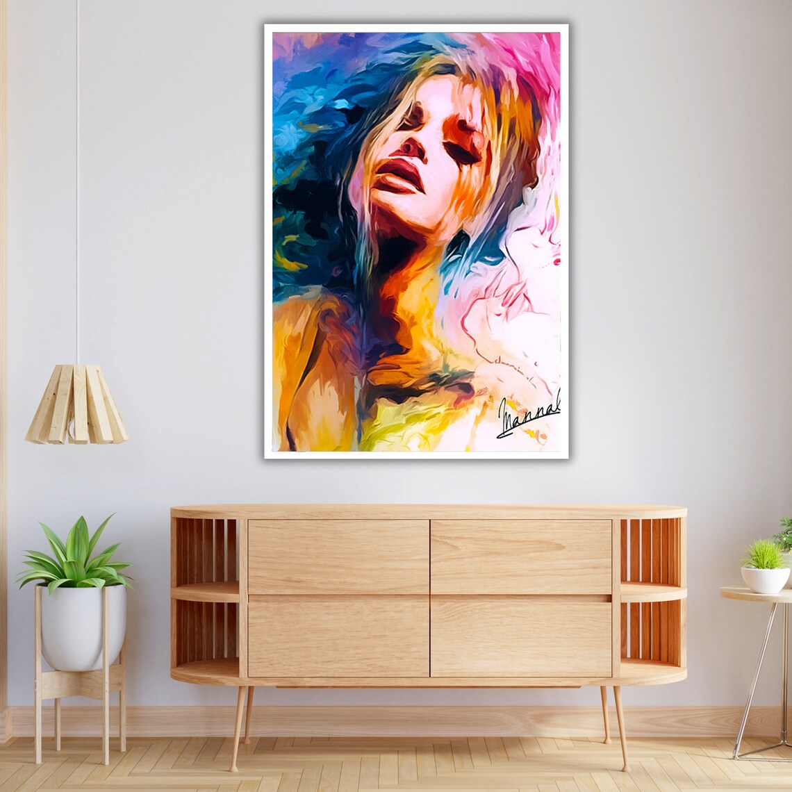 Colorful Abstract Woman Portrait Flowing Rainbow Hair Vibrant Modern Art Print - Image 4