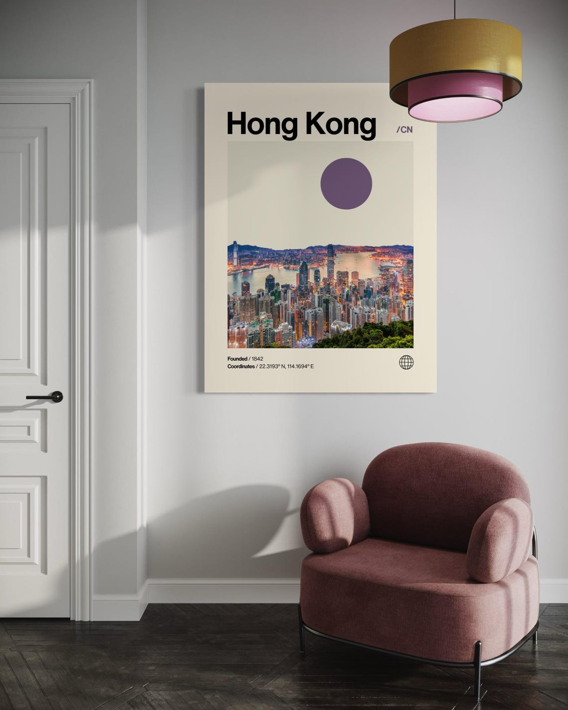 Hong Kong Poster Minimalist Helvetica Mid Century Modern Hong Kong Travel Print China Poster Hong Kong Wall Art Hong Kong China Print - Image 2