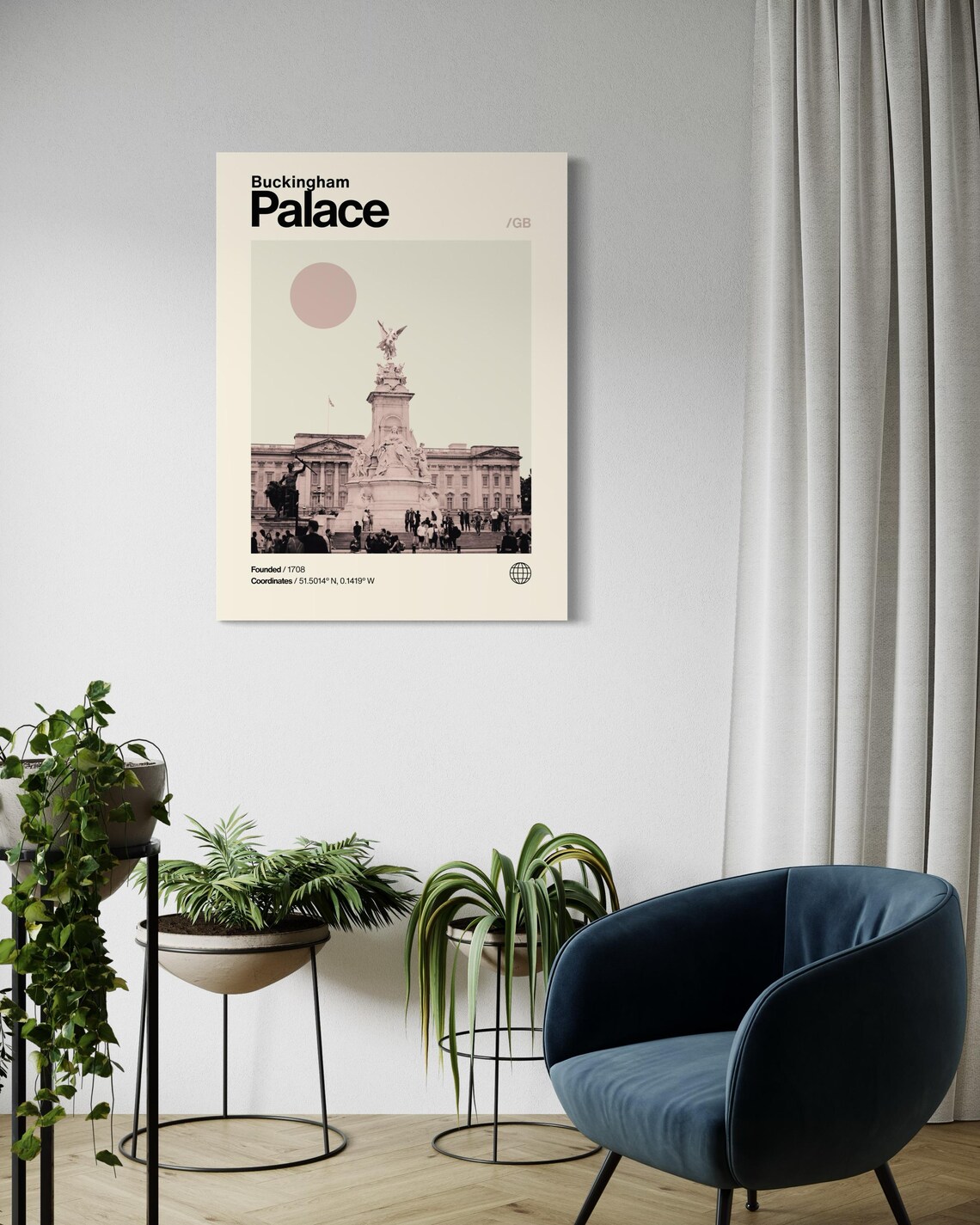 Buckingham Palace London Minimalist Mid Century Modern Travel Poster - Image 2