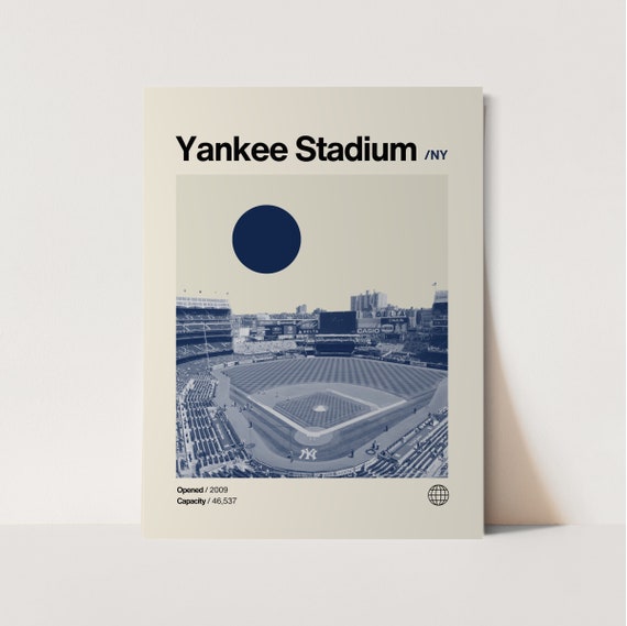 Yankee Stadium Poster Yankee Poster Minimalist Helvetica Mid Century Modern Baseball Art Baseball Stadium Poster New York Yankee Art