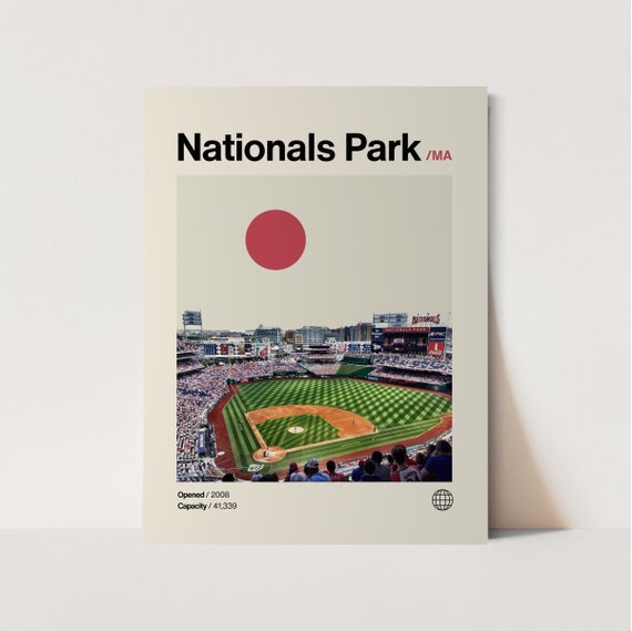 Nationals Park Poster Nationals Poster Minimalist Helvetica Mid Century Modern Baseball Art Baseball Stadium Poster Washington Dc