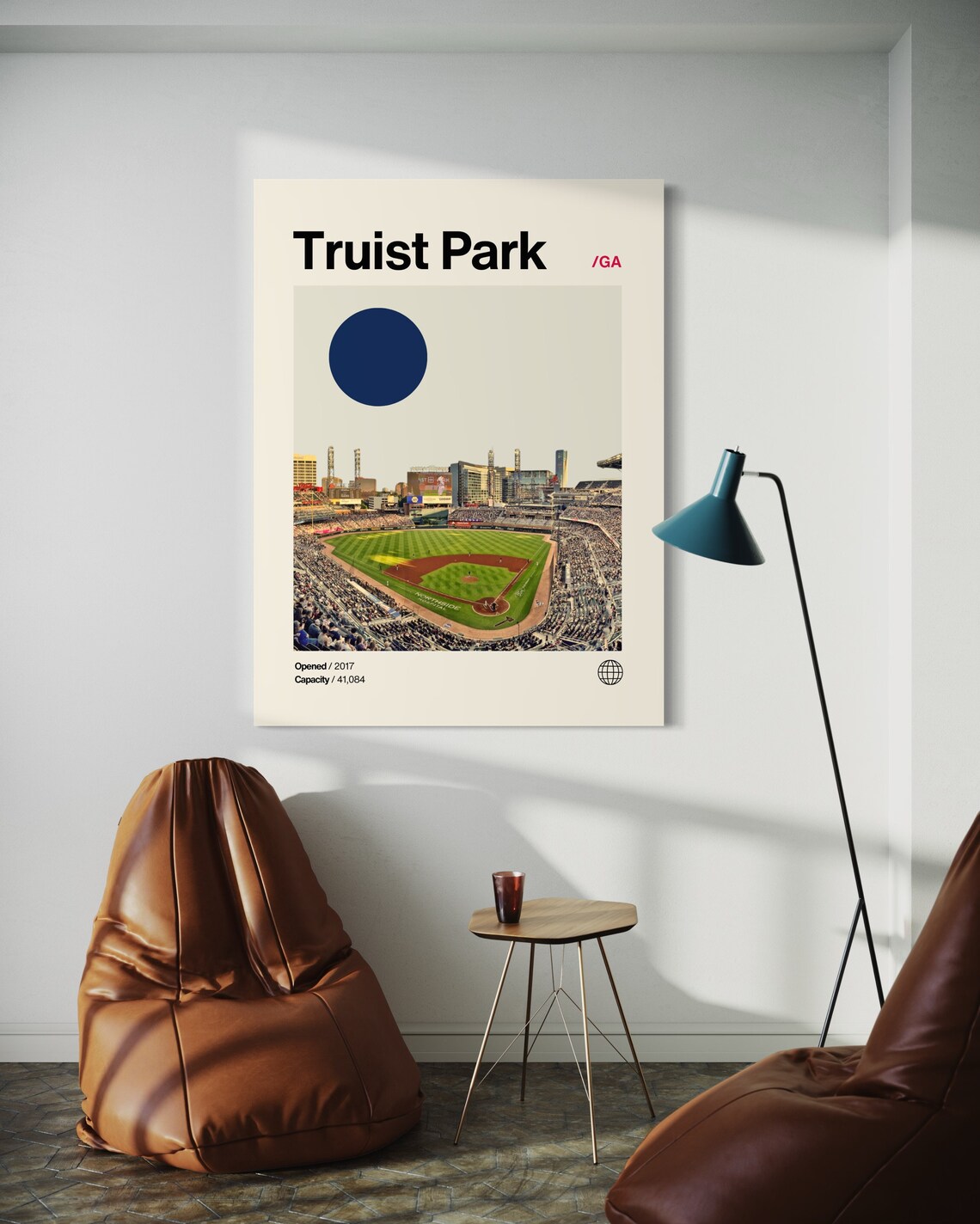 Truist Park Minimalist Mid-Century Baseball Poster - Image 2