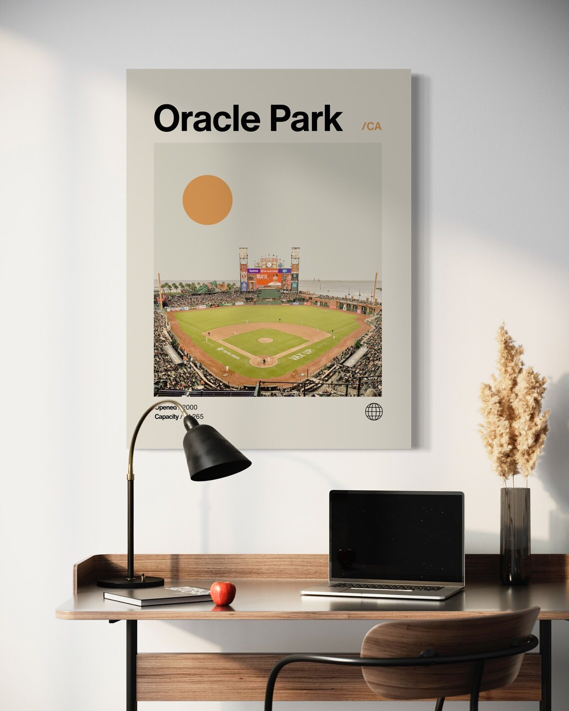 Oracle Park Poster, Minimalist Mid-Century Baseball Art - Image 2