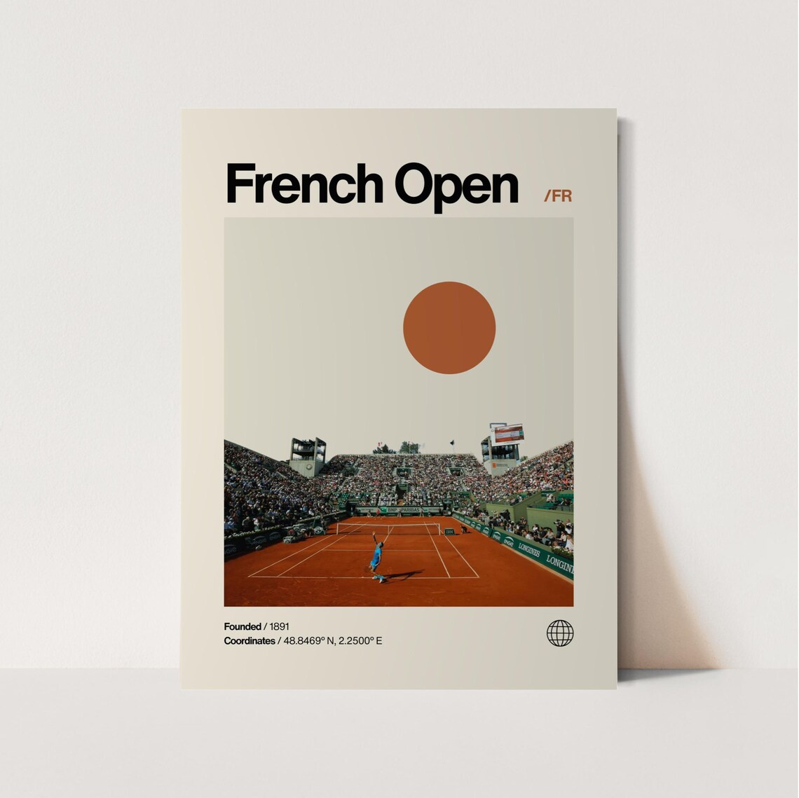 French Open Minimalist Helvetica Mid-Century Art Print