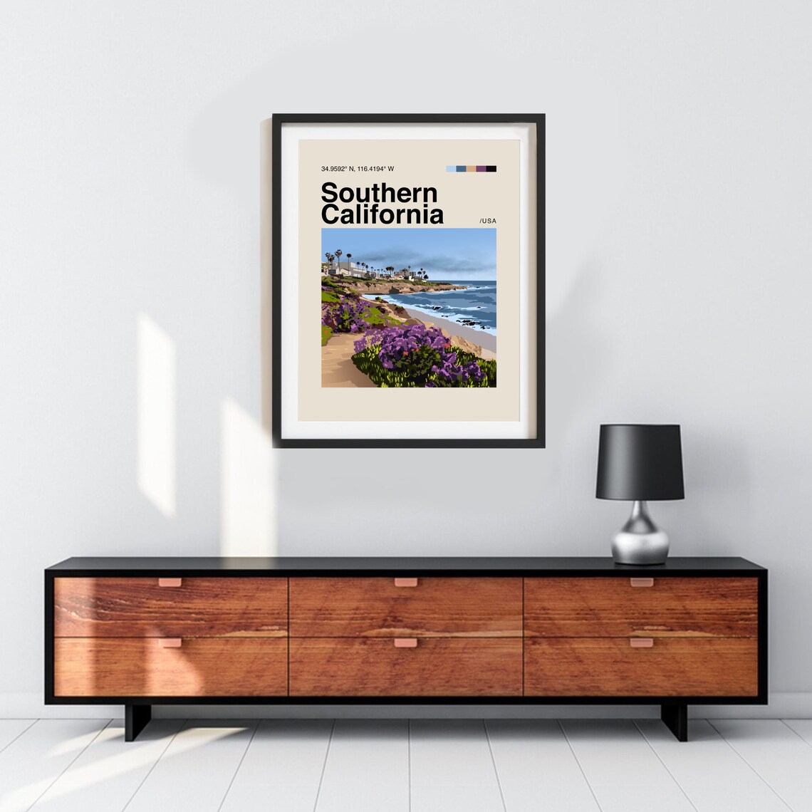 Southern California Minimalist Travel Poster, Mid-Century - Image 2