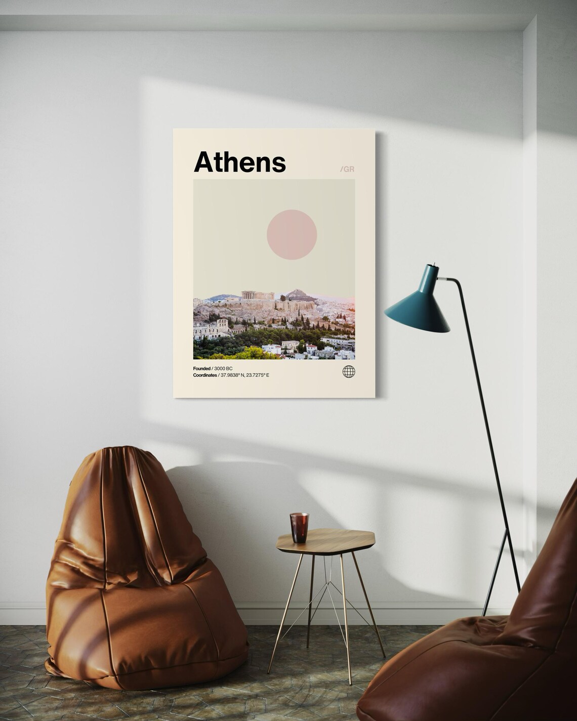 Athens Minimalist Mid-Century Travel Poster Print - Image 3