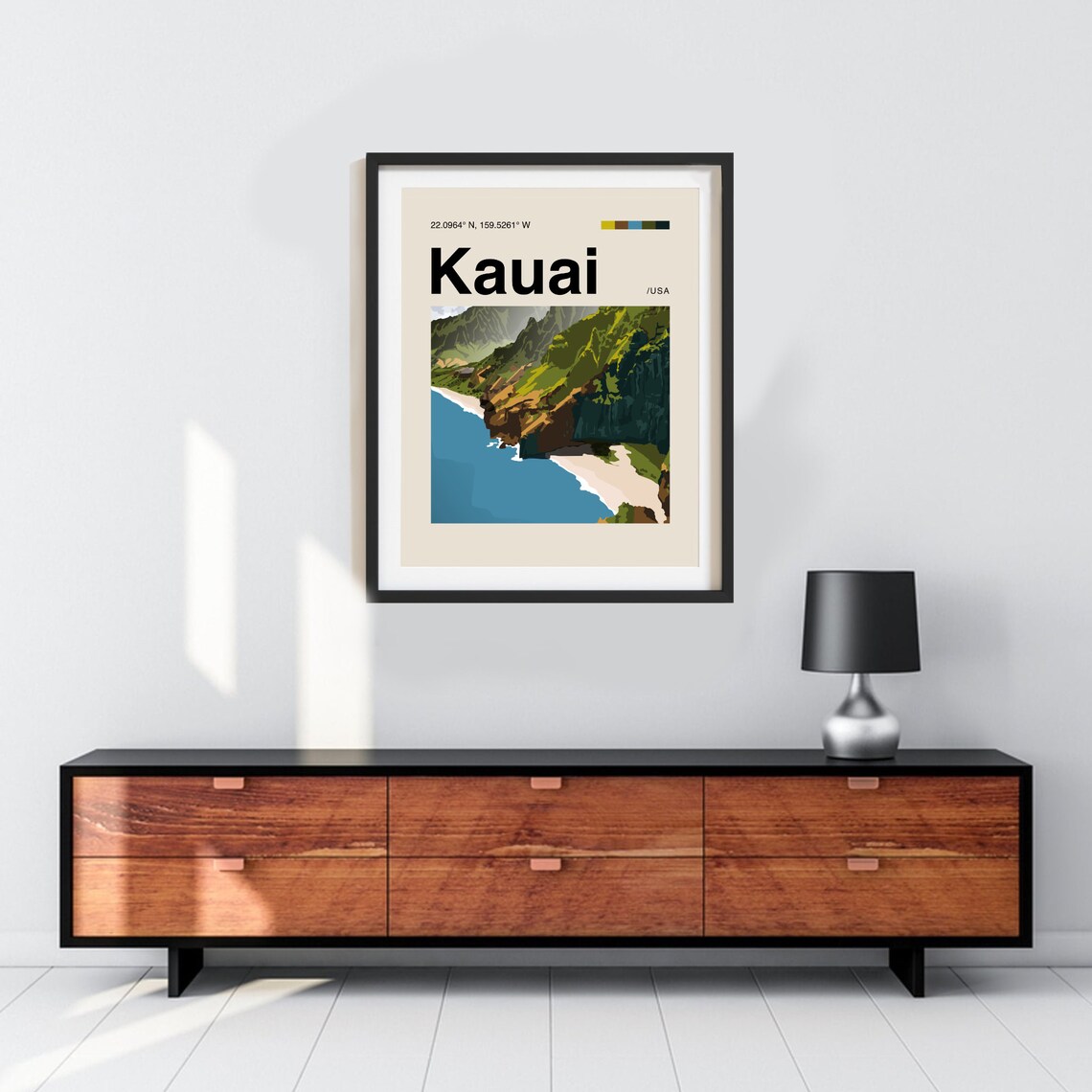 Kauai Hawaii Napali Coast Cliffs Photo Helvetica Travel Poster - Image 3