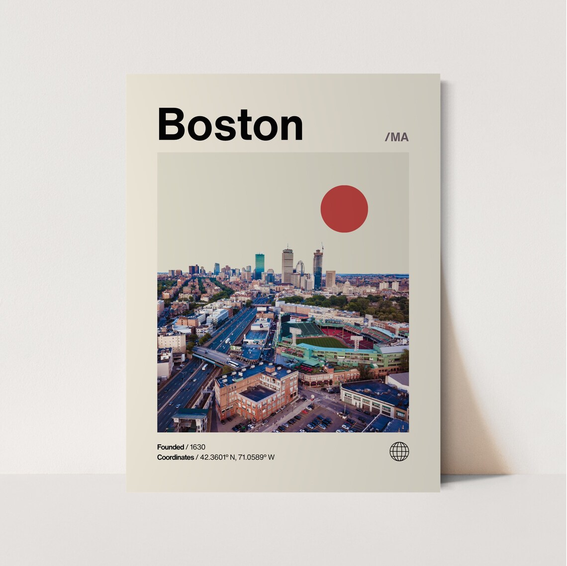 Boston Massachusetts Fenway Park Skyline Minimalist Travel Poster