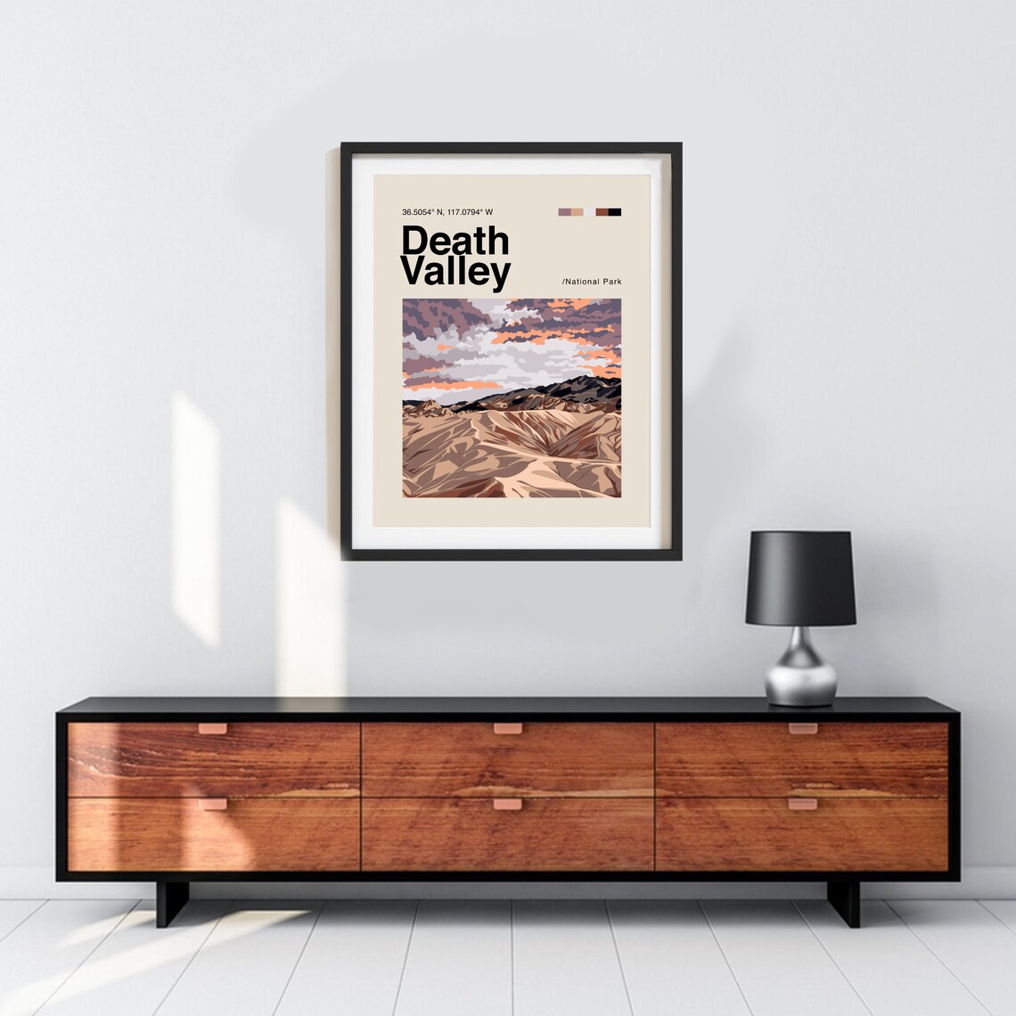 Death Valley National Park Desert Sunset Illustration Poster - Image 3