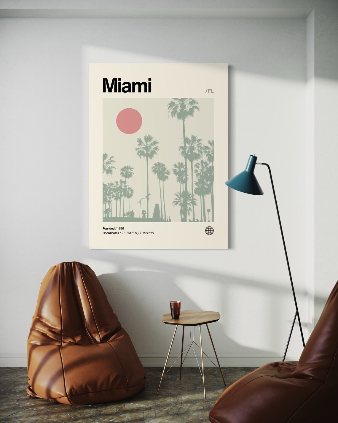 Miami Minimalist Mid-Century Modern Travel Poster - Image 3