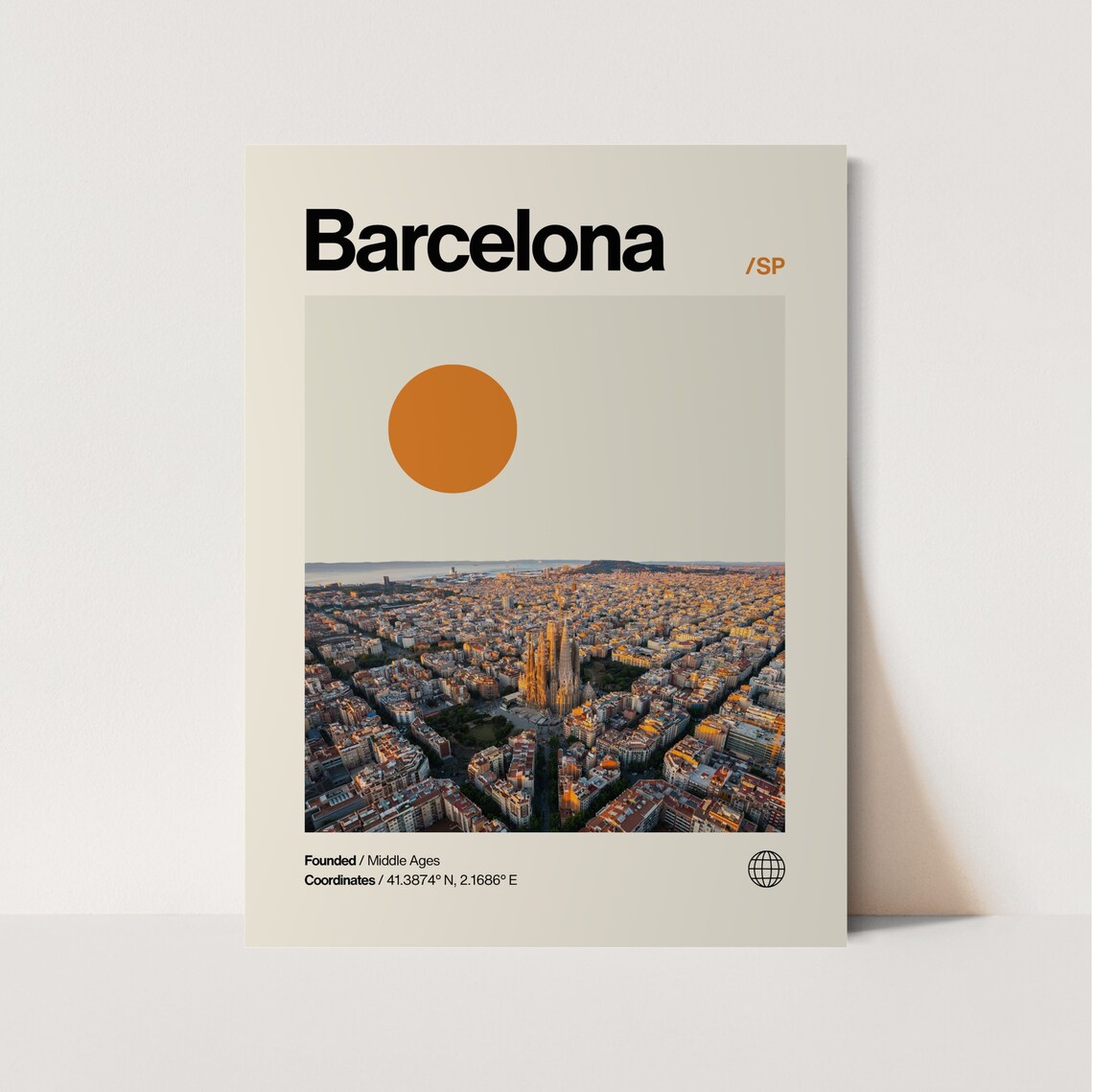 Barcelona Minimalist Mid-Century Travel Poster