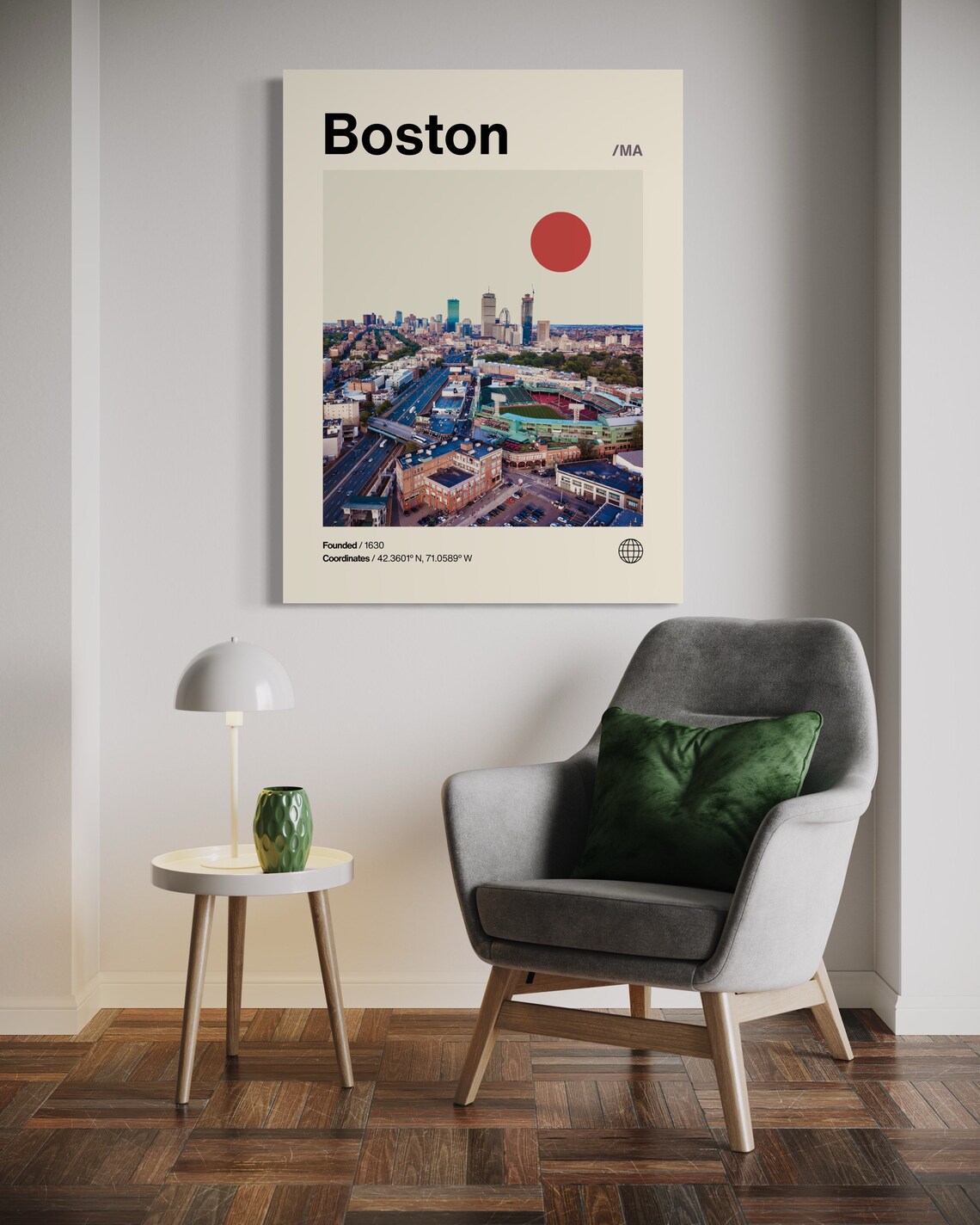 Boston Massachusetts Fenway Park Skyline Minimalist Travel Poster - Image 3