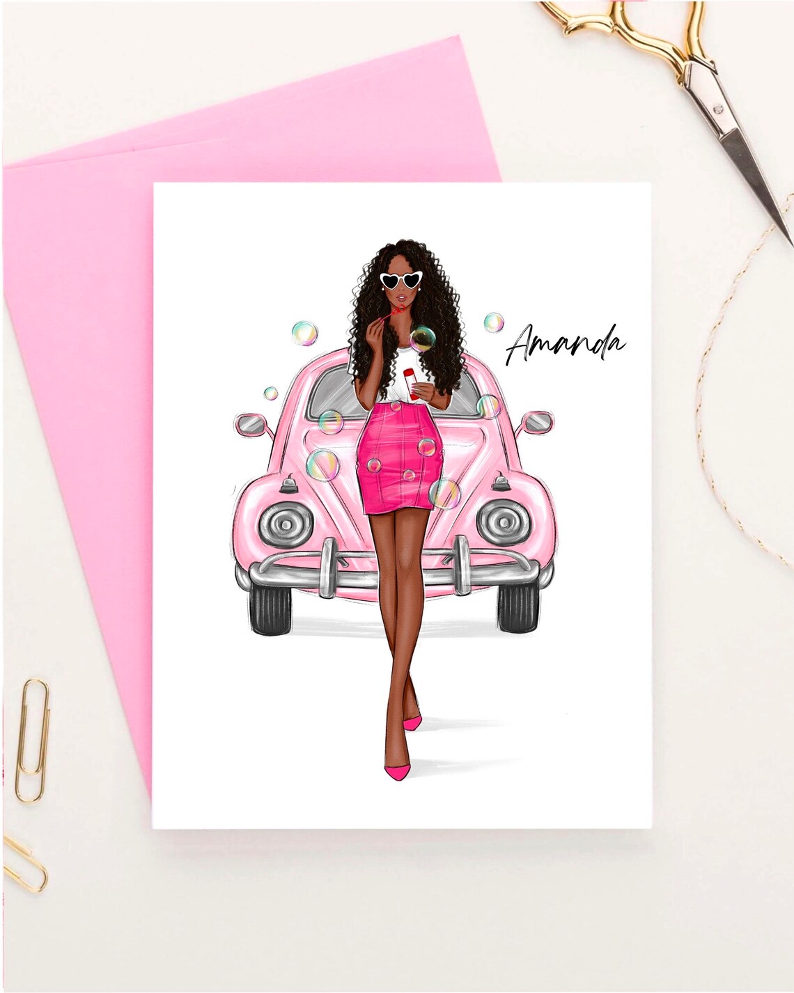 Personalized Valentine's Day Card, Pink Red Postcard - Image 2