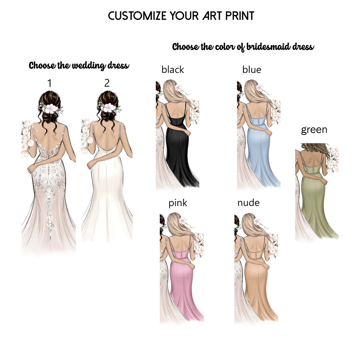 Personalized Bridesmaid Art Print, Bridal Party Keepsake - Image 3