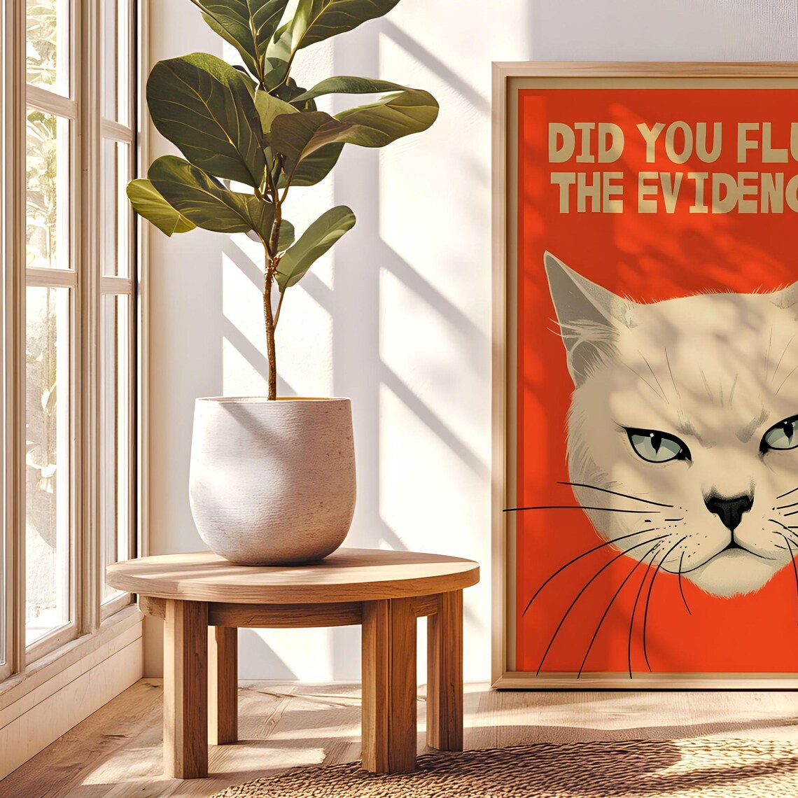 Funny Cat Vintage Poster, Did You Flush The Evidence - Image 8