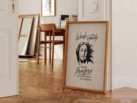 Jesus Germs Bathroom Art Print Funny Bathroom Wall Decor Art Guest Bathroom Sign Wash Room Poster