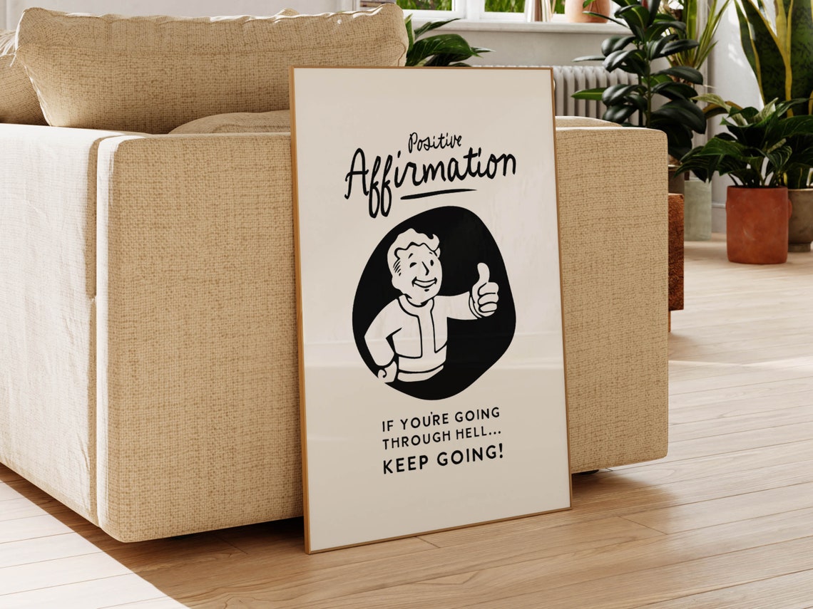 Vault Boy Keep Going Through Hell Funny Gamer Motivational Poster