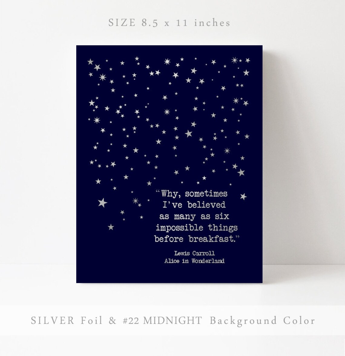Alice In Wonderland Quote Art Print, Gold Foil - Image 2