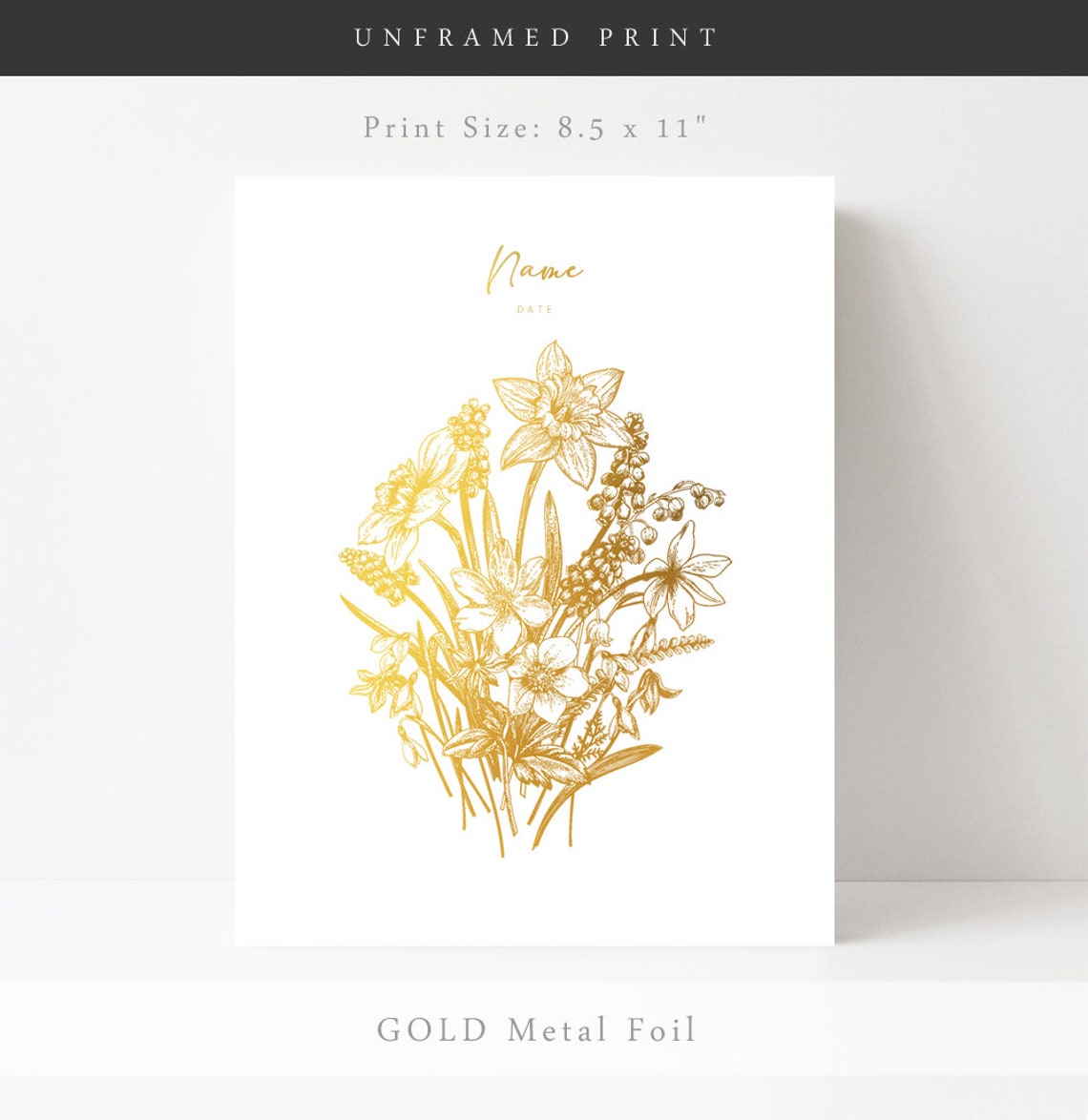 Daffodil December Birth Flower Gold Botanical Narcissus Art Print - Image 2