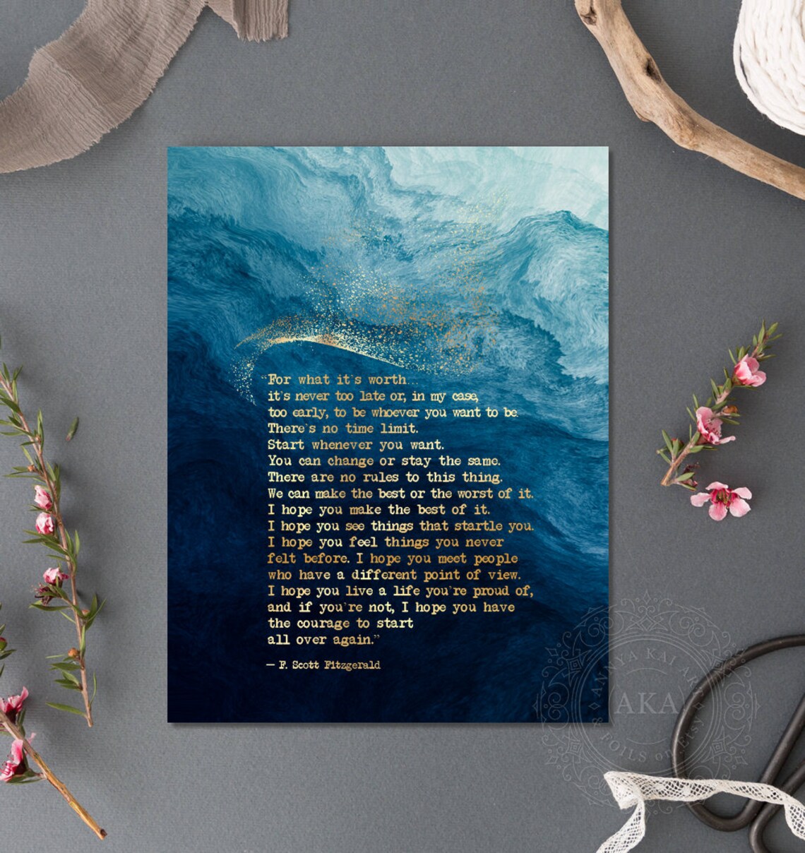 F. Scott Fitzgerald Quote Art Print, Book Lover Decor - Image 5