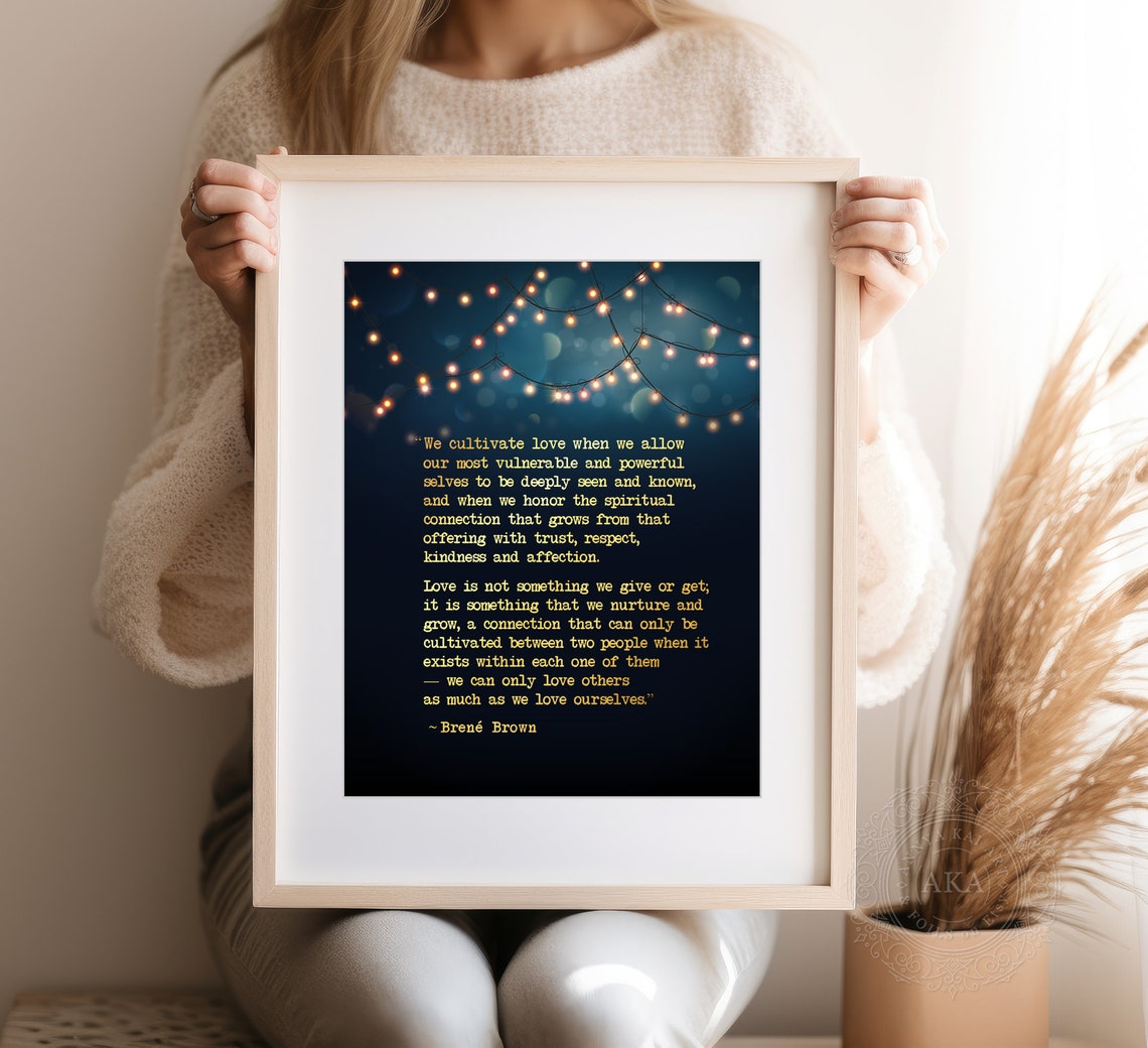 We Cultivate Love Brene Brown Quote String Lights Night Wall Art - Image 5