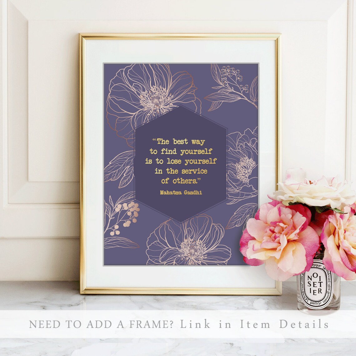 Botanical Gold Print, Social Worker Office Decor - Image 2
