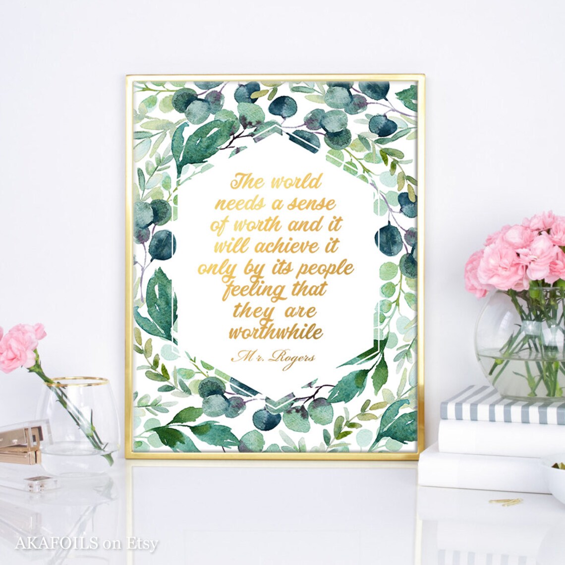 Mr. Rogers-Inspired Floral Typography Art Print - Image 4
