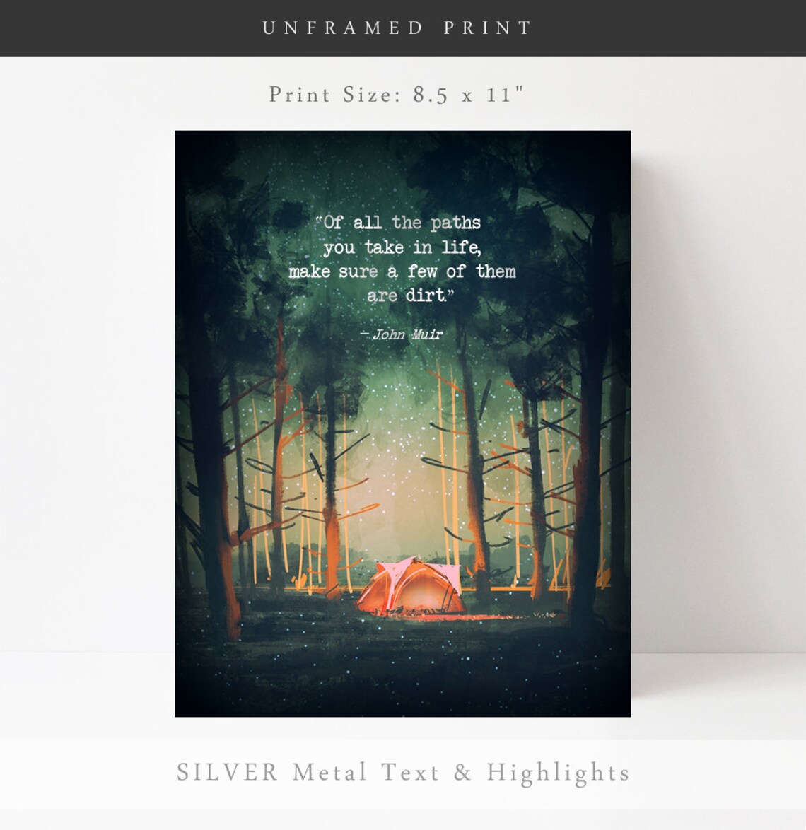 John Muir Quote, Watercolor Forest Pines Art Print - Image 2
