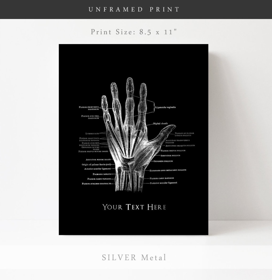 Personalized Hand Anatomy Art Print, Orthopedic Gift - Image 2