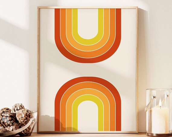 70s Rainbow Print 70s Arches Retro Art Print Abstract Rainbow Print Boho Rainbow Art Geometric Art Print 70s Decor