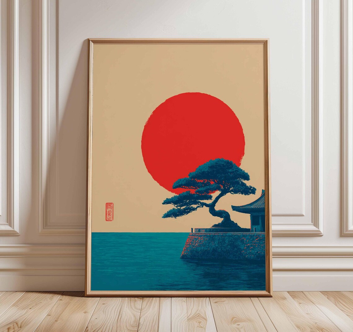Japanese Sunset Minimalist Zen Landscape Art Print