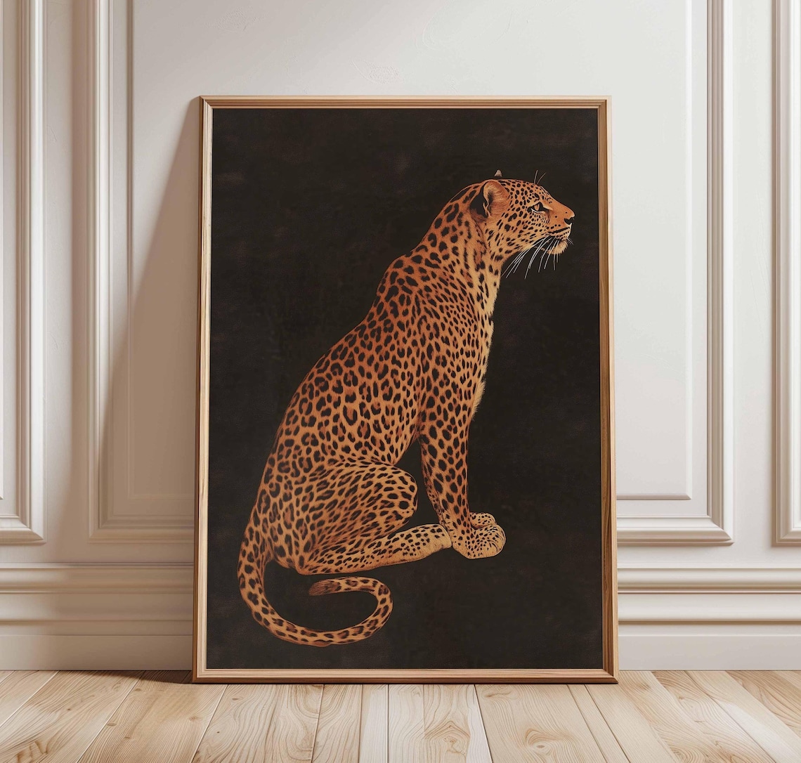 Leopard Vintage Animal Poster, Bold Safari Decor
