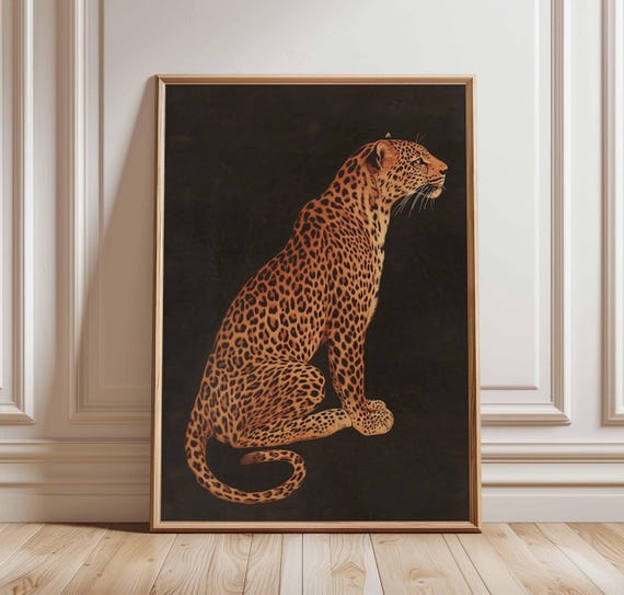 Leopard Vintage Animal Poster, Bold Safari Decor