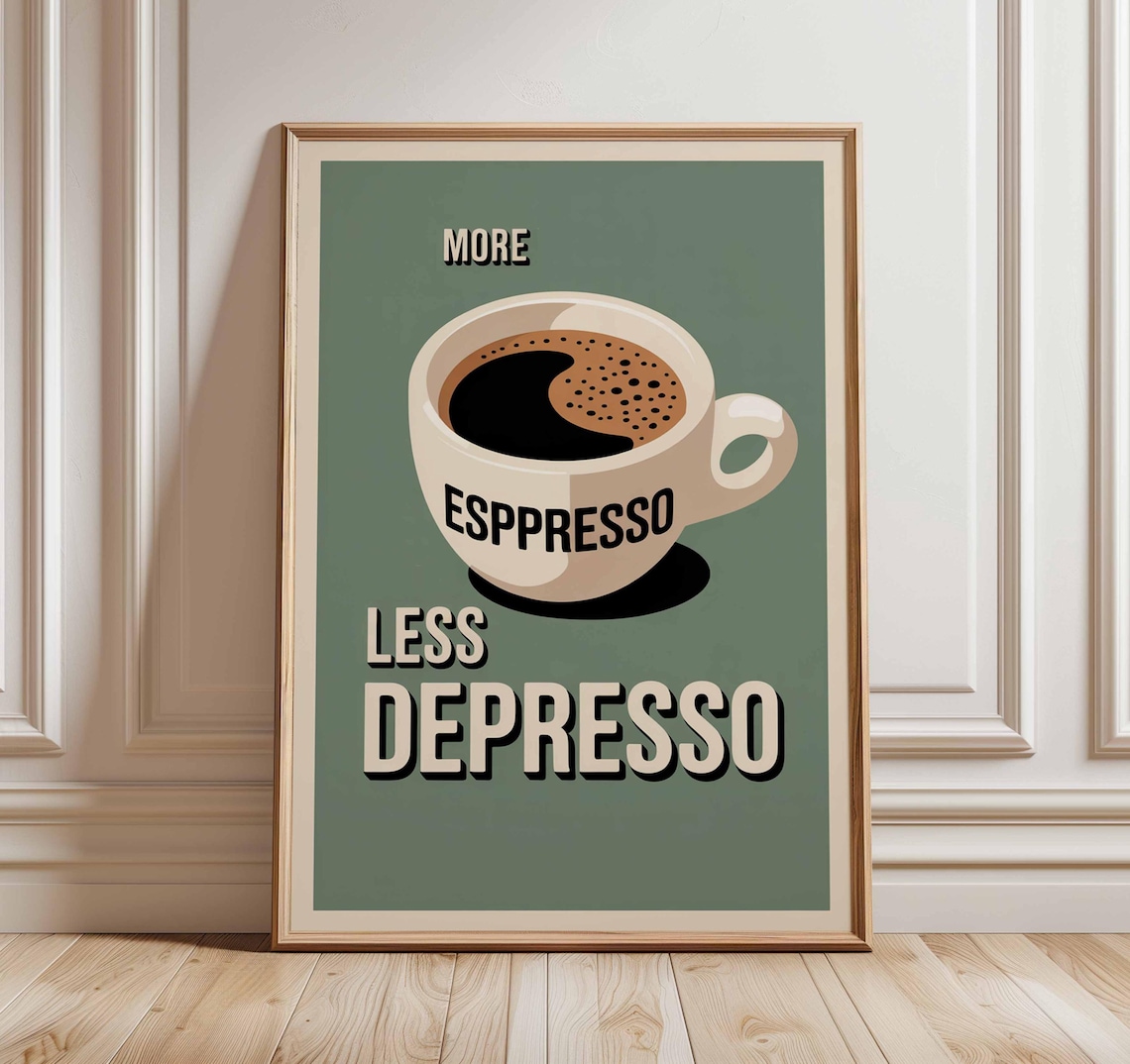 Coffee Poster, Retro Kitchen Decor Art Print