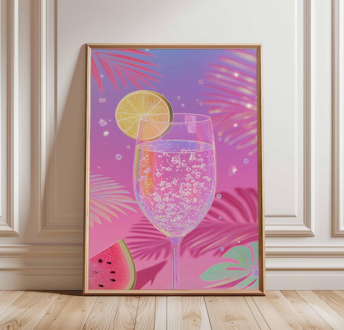 Tropical Sparkling Pink Lemonade Cocktail Summer Drink Poster