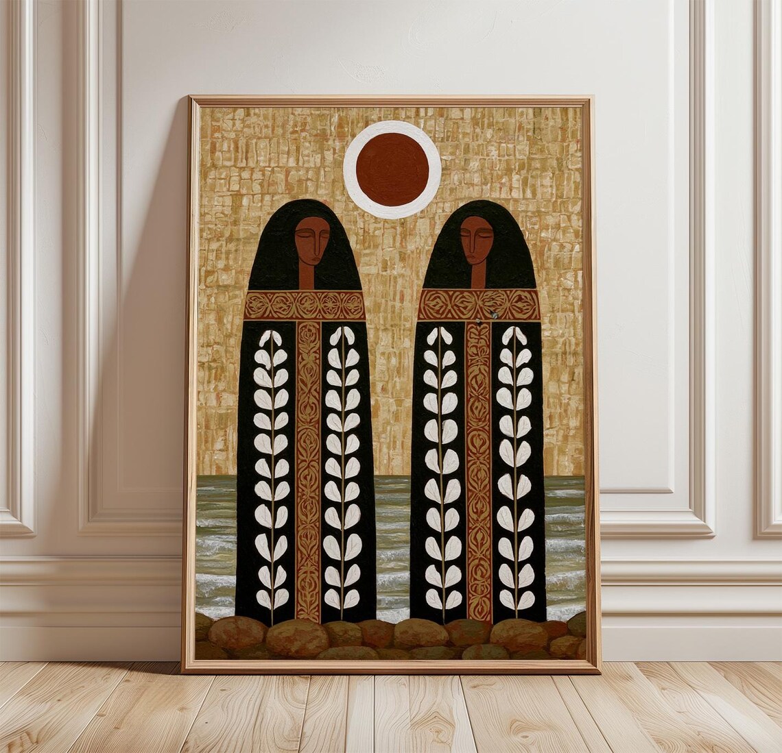 Abstract Folk Figures, Boho Modern Art Print