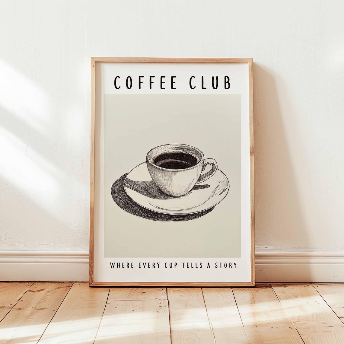 Coffee Club Minimalist Cup Sketch Poster Where Every Cup Tells A Story