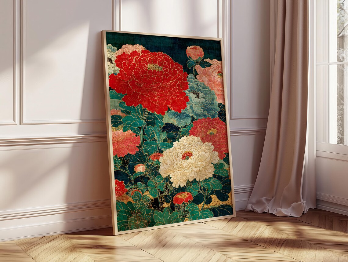 Japanese Floral Vintage Chrysanthemum Poster