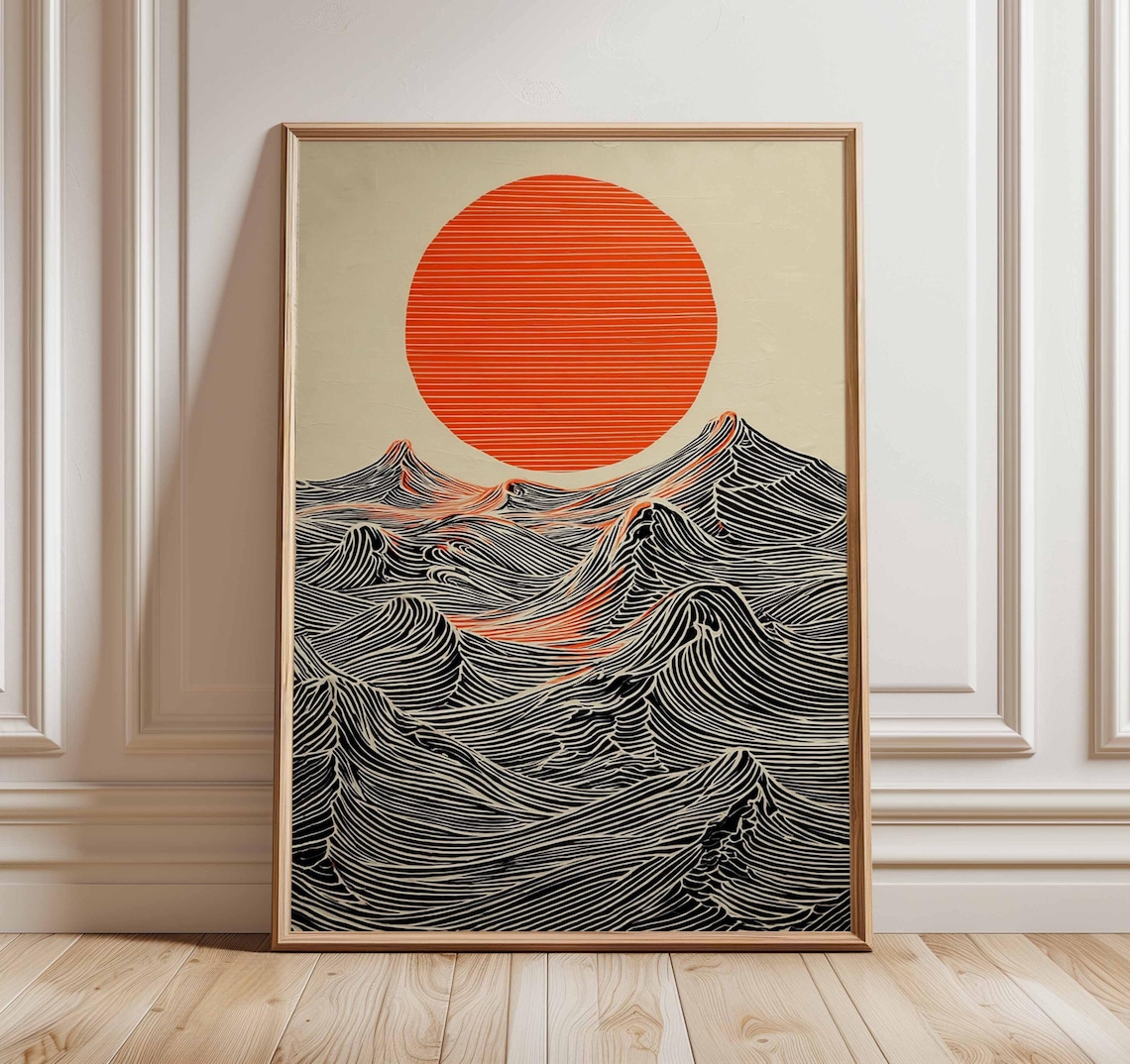 Sun And Waves, Modern Minimalist Ocean Art Print