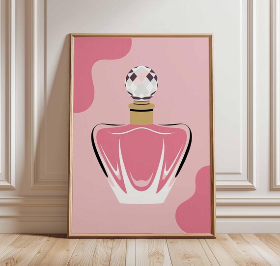 Pink Perfume Bottle Faceted Cap Minimalist Glam Beauty Pop Art Poster