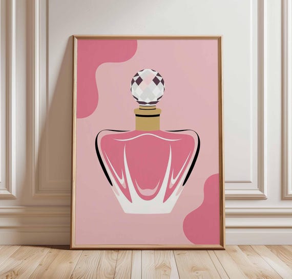 Pink Perfume Bottle Poster Minimalist Pop Art Print Fashion Wall Glam Bathroom Decor Beauty Room Modern Style