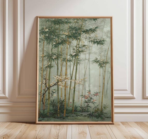 Bamboo Forest Wall Art Asian Landscape Poster Tranquil Nature Print For Zen Home Decor