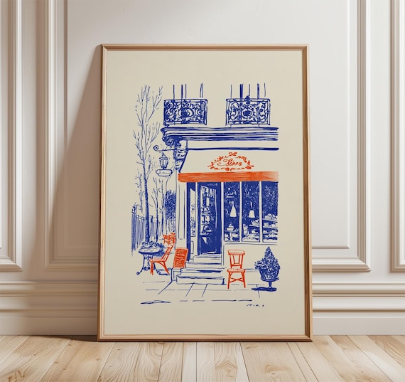 Vienna Caf Poster, European Streetfront