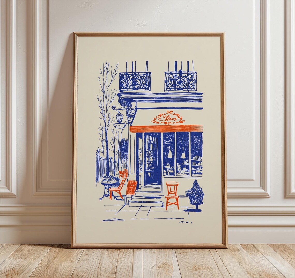 Vienna Caf Poster, European Streetfront