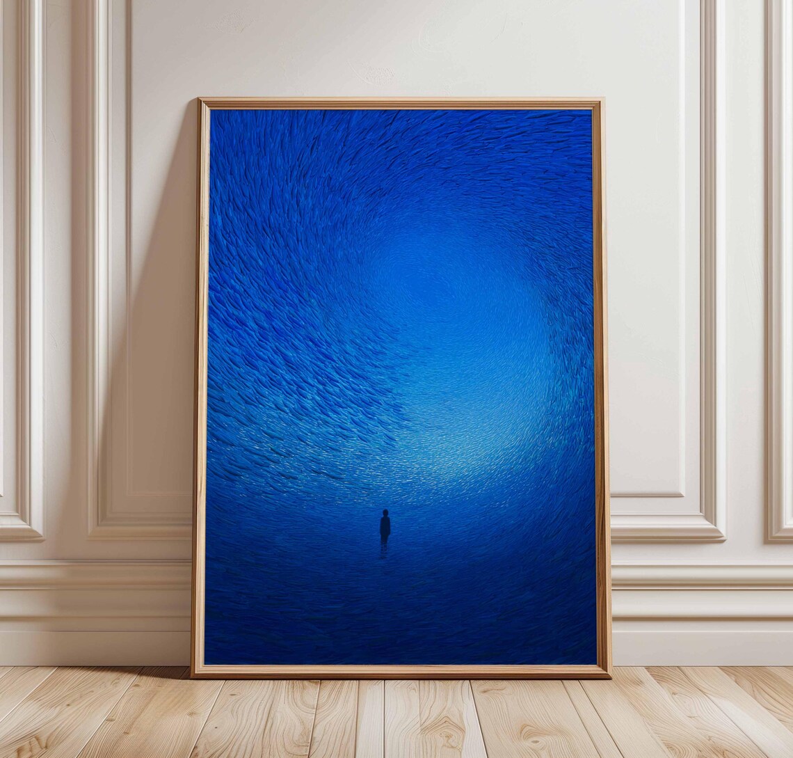 Surreal Ocean Deep Sea Swirl, Trippy Aquatic Art Print